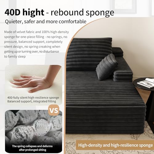 80-Inch Oversized Cloud Chaise Lounge, Plush Faux Fur Double Sleeper Sofa