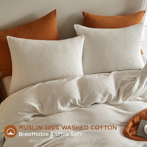 2-Pack Muslin Cotton Pillowcases, Standard Size 20x26 Inch Envelope Closure