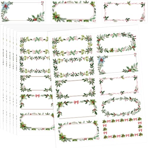 Christmas Address Labels Stickers Printable Mailing Labels - Holly Design, 200 pcs