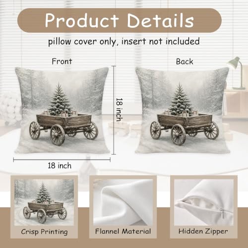 Jeconh Christmas Tree Reindeer Pine Cone Throw Pillow Cover 18x18 Set of 4
