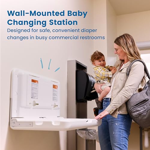 Horizontal Wall-Mounted Baby Changing Station, ADA Compliant Fold-Down Table