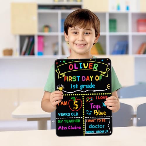 First and Last Day of School Sign Set with Chalk Markers - 2 Pack Reusable