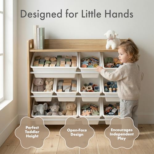 Kids Toy Storage Organizer with 9 Removable Bins and Display Shelf