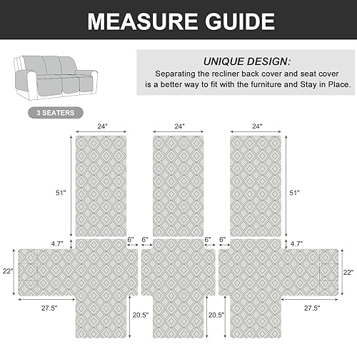 Waterproof Non-Slip Reclining Couch Cover for 3 Seats - Pet Friendly