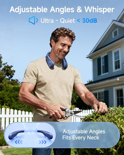 SWEETFULL Portable Bladeless Neck Fan, 5200mAh Rechargeable Personal Fan