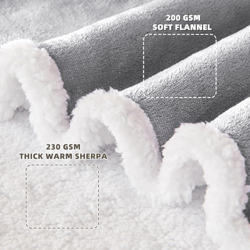 Oversized Sherpa Wearable Blanket with Sleeves, Grey Flannel Snuggle Robe
