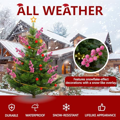 24pcs Christmas Artificial Berry Stems Snow Sprays Holly Berry Stems for Christmas Tree Decoration Holiday Crafts Xmas Ornaments and Home Decor (Pink)