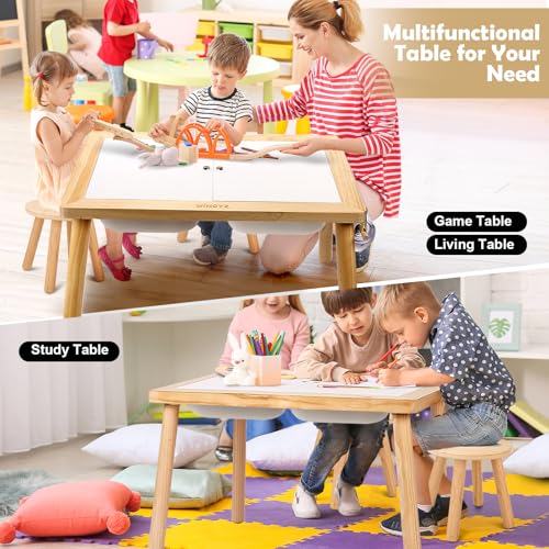 Kids Sensory Activity Table with 3 Storage Bins and Paper Holder