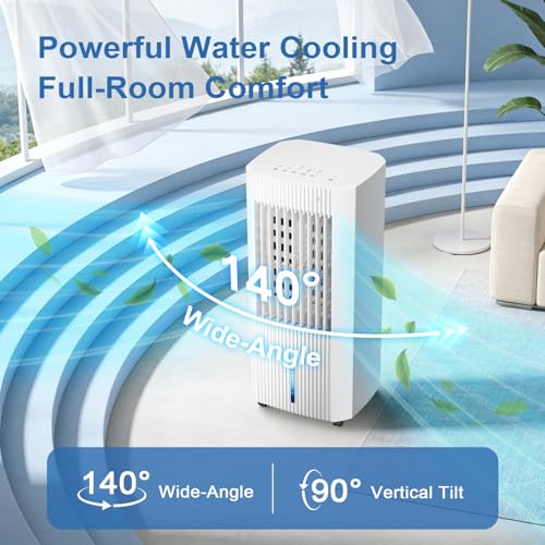 Portable Evaporative Air Cooler 1.5Gal Tank 140° Oscillation Off-White