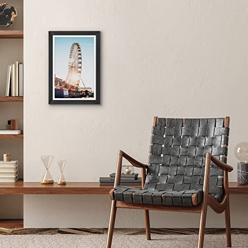 12x18 Black Poster Frame Matted to 11x17 - Shatter-Resistant Glass