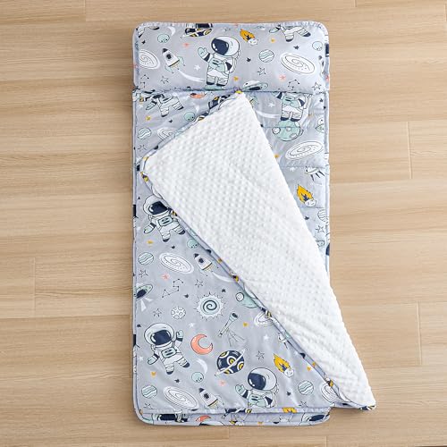 Toddler Nap Mat with Removable Pillow and Blanket for Preschool Daycare