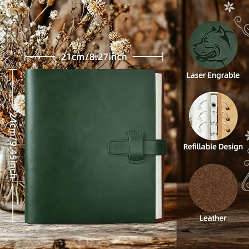 Leather 4x6 Photo Album, 200 Photo Capacity, 6-Ring Binder with Kraft Paper
