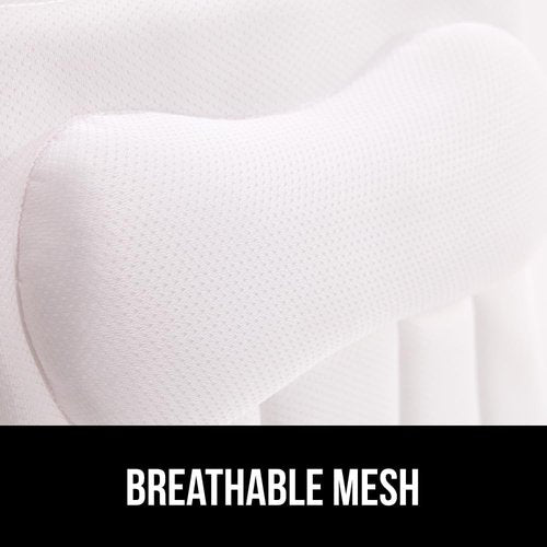 GORILLA GRIP Bath Pillow - 4D Mesh FlexComfort Headrest with 6 Strong Suction Cups | Luxury Machine Washable, White