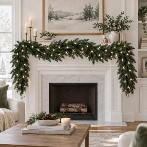 Vickerman 9 ft Camdon Fir Prelit Garland with 200 Warm White LEDs