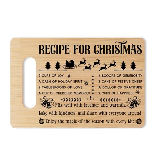 Christmas Recipe For Christmas Wooden Charcuterie Board - Winter Bamboo Cutting Board, Holiday Gift for Family & Friends