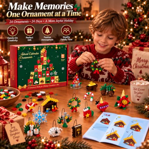 Jesus Nativity Advent Calendar Building Set – 24 Mini Ornaments with 704 Pieces