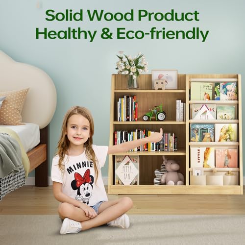 4-Tier Wooden Kids Bookshelf and Toy Storage Organizer for Playroom