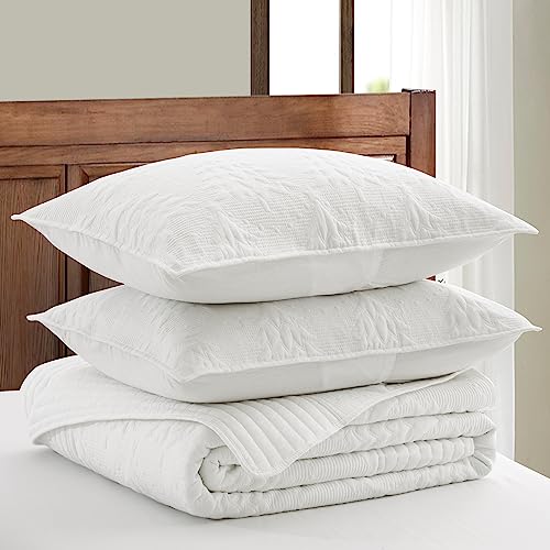 Levtex Home White Reversible Christmas Tree Quilt Set Full/Queen with Shams