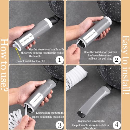 Yocartgo 2 Pcs Grey Heat-Resistant Silicone Pot Handle Covers for Cast Iron Skillets