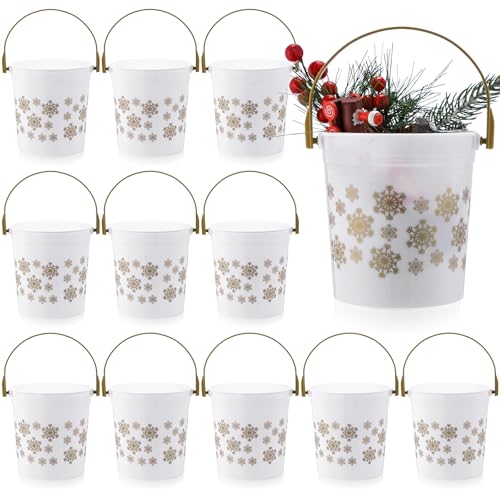 Meekoo 12-Pack Gold Snowflake Plastic Buckets Holiday Gift & Party Decorations