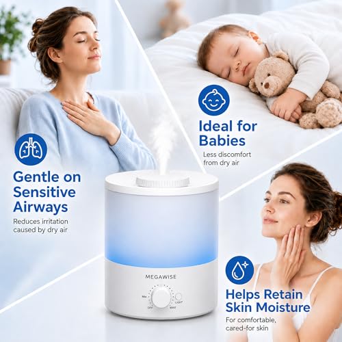 Ultrasonic Cool Mist Humidifier 1.5L Whisper-Quiet Auto Shut-Off
