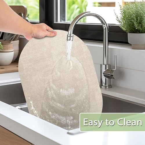 Oval Faux Leather Placemats Set of 4, Heat Resistant & Waterproof Table Mats