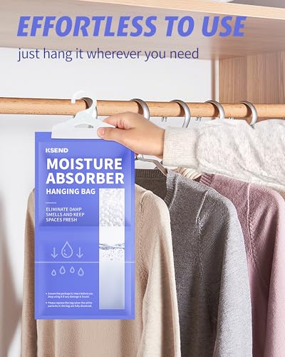 Hanging Moisture Absorber Bags 10 Pack 9.8 Oz Closet Dehumidifier