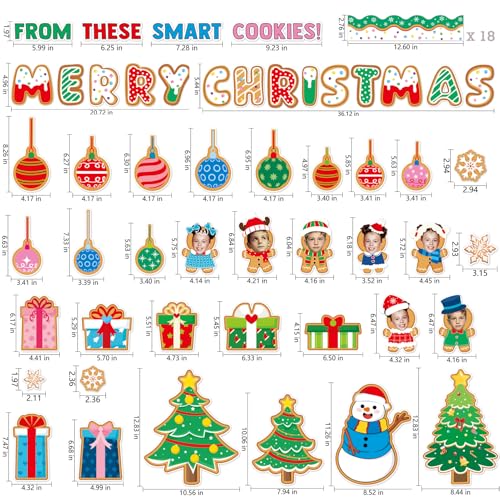 Adduster 111pcs Gingerbread Man Bulletin Board Decor DIY Christmas Photo Wall