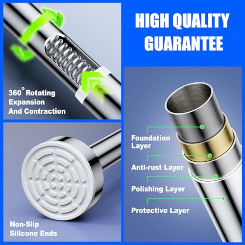 Adjustable Shower Curtain Tension Rod, 32-80 Inch Heavy-Duty No-Drill Steel