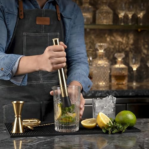 Homestia Gold Double-Sided Cocktail Muddler for Mojitos & Lemonade