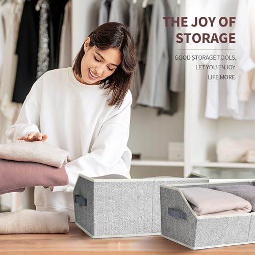 Closet Organizers Bins 6-Pack Fabric Trapezoid Storage Bins Light Gray