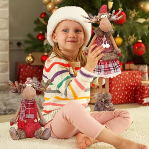 Eforcase Type 07 Christmas Elk Doll - Adjustable-Tall Plush Figurine with Hat