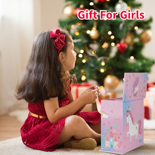 efubaby Pink & Blue 5-Layer Music Jewelry Box with Unicorns & Castle - Includes Unicorn Jewelry Set