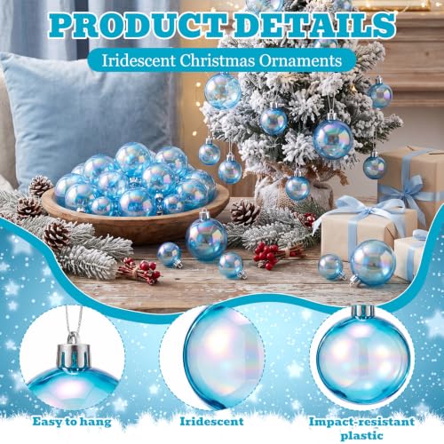 Novabright Blue 72 Pcs Iridescent Christmas Ball Ornaments Shatterproof