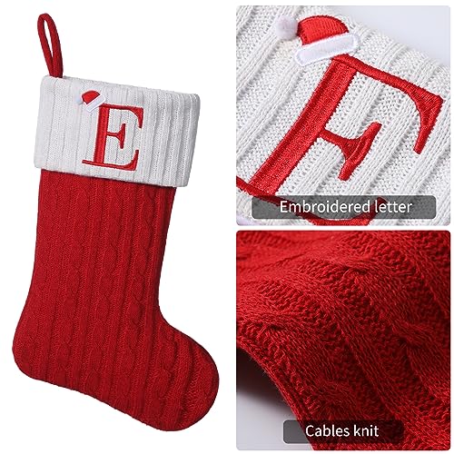 19-Inch Personalized Red Knit Christmas Stocking with Embroidered Initial