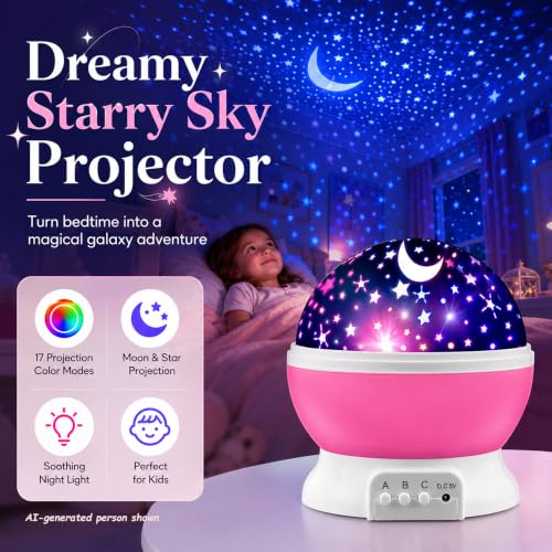 Rotating Star Projector Night Light for Kids Bedroom - Multi-Color Sky Light