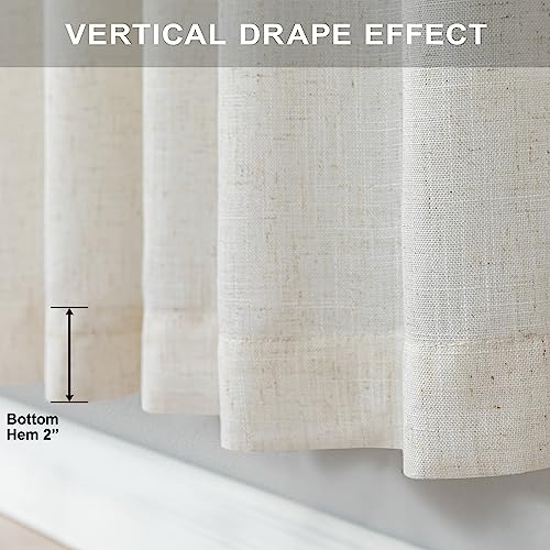 Natural Linen Blend Light Filtering Curtains 84 Inch - 2 Panel Set