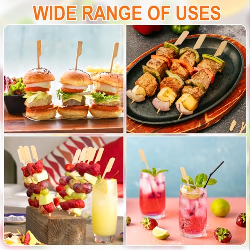 200-Piece Bamboo Appetizer Skewers, 6-Inch Flat Paddle Cocktail Picks