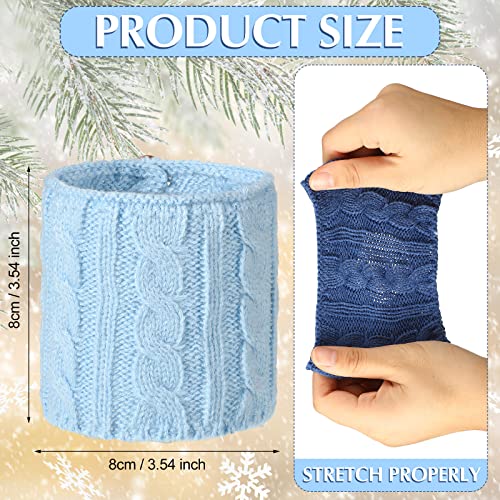 8 Pcs Reusable Knitted Coffee Mug Sleeves, Stretchy Wool Yarn Cup Cozy