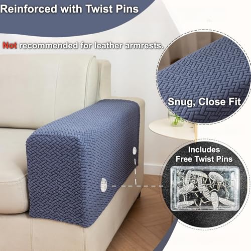 Stretchable Polyester Sofa Arm Covers - Set of 2, Anti-Slip & Washable