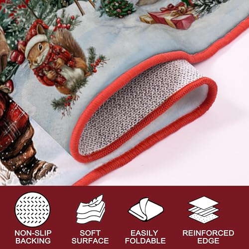 2'x3' Red Santa Christmas Door Mat - Snowman Holiday Rug, Non-Slip Entryway Mat