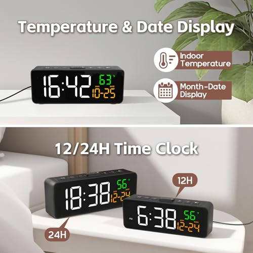 Compact 3-in-1 Digital Alarm Clock with Date & Temperature Display