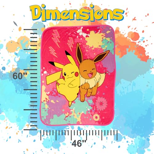 Pokemon Girl Kids Bedding Throw Blanket 46x60in, Soft Micro Raschel, Official Licensed