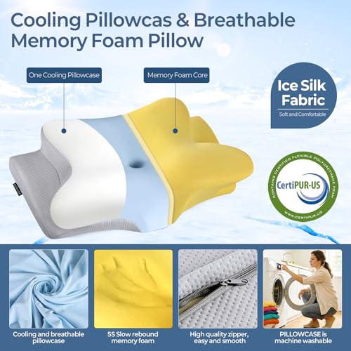 Cervical Pillow for Neck Pain Relief - Ergonomic Memory Foam Design