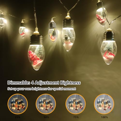 Fonusty 8ft Snow Globe Battery-Operated Christmas Lights, 12 LED with Timer - Indoor String Lights for Bedroom Porch Garden (12 Count Tree Lights Variant)