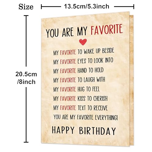 Romantic Birthday Card for Husband Wife - 8x5.3 Inch Linen Greeting Card