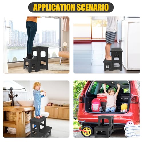 2-Step Folding Stool, Lightweight Portable Non-Slip Step Stool - 300 lb Capacity