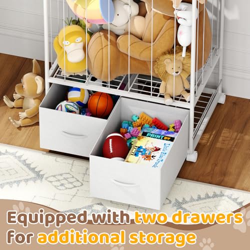 Extra Large Metal Stuffed Animal Storage Organizer - 53.5 Inch Tall Toy Tower