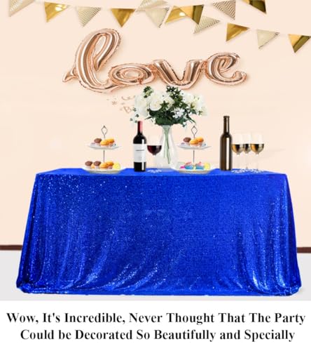 Partisout Royal Blue Sequin Tablecloth 50x80 Inch for Weddings & Events