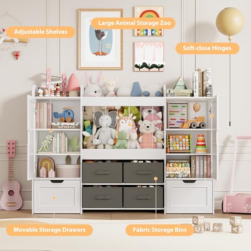 61-Inch Kids Toy Storage Organizer with Bookshelf, Bins & Magnetic Boards